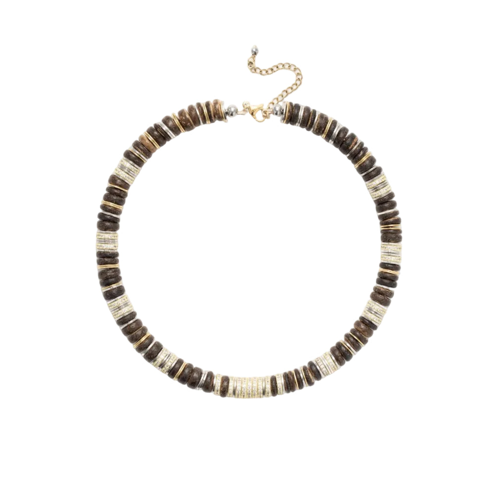 Collier Rondelles Marron