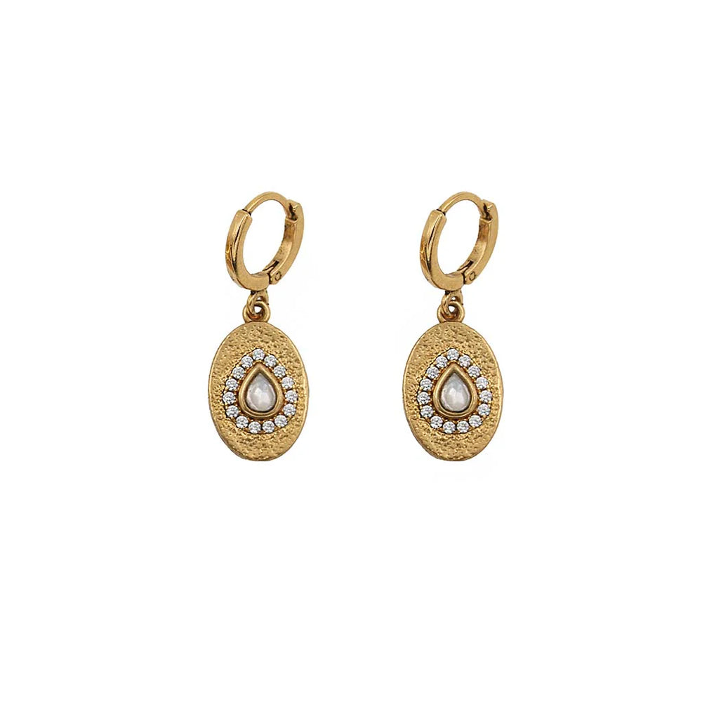 Boucles Dolie Médaille Goutte Nacre