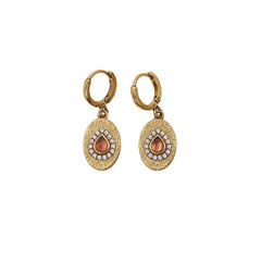 Boucles Dolie Médaille Goutte Rose