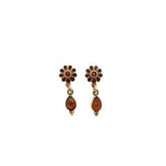 Puces Sissi Fleur Goutte Bordeaux / Hessonite