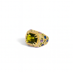 Bague Panthère - Quartz Coloré Vert