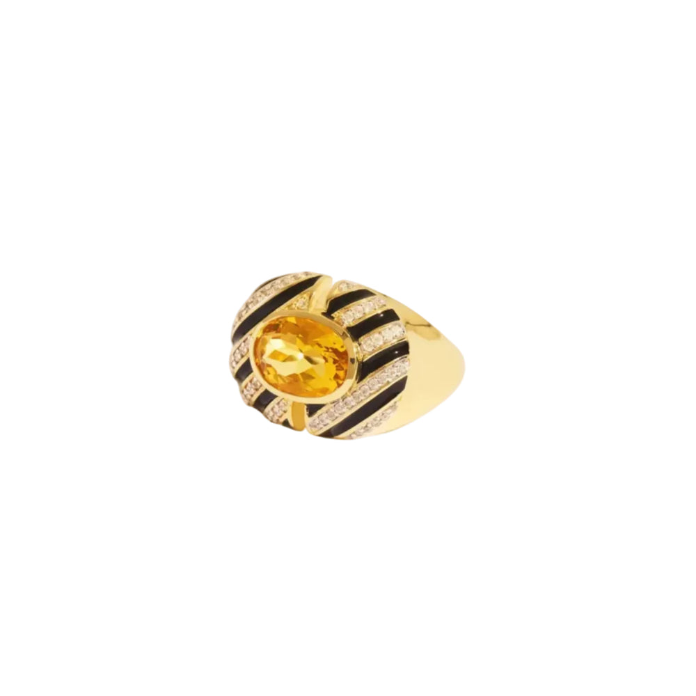 Bague Zébre - Quartz Coloré Jaune