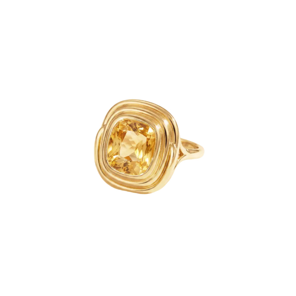 Bague Carrée - quartz coloré jaune