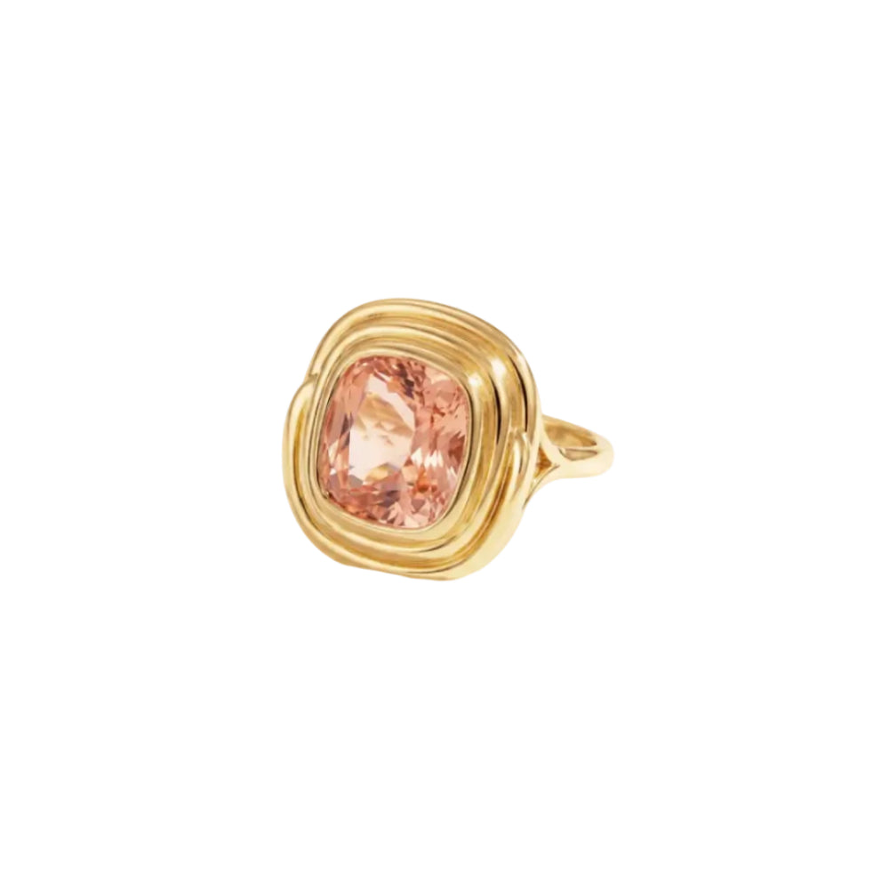 Bague Carrée - quartz coloré rose