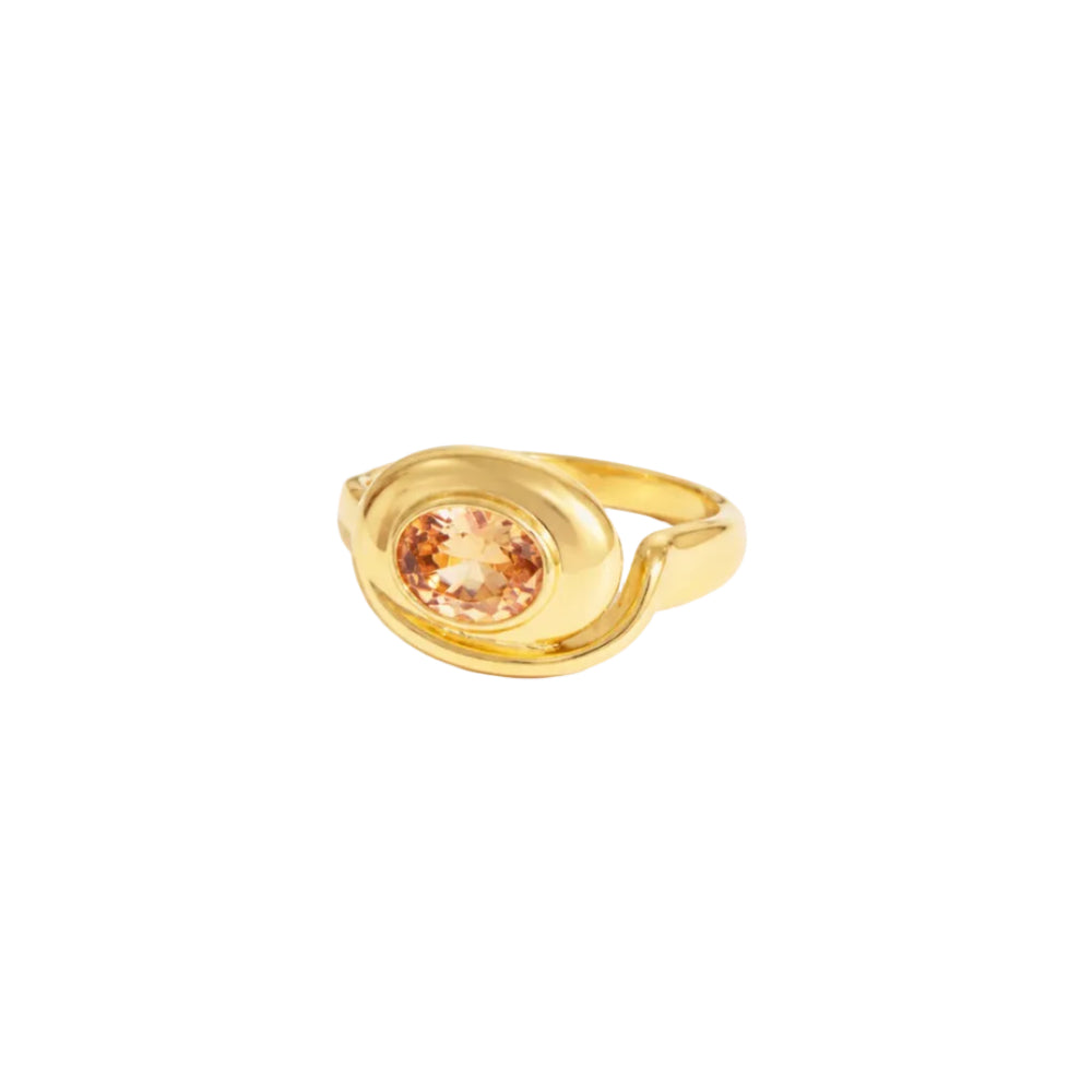 Bague Escargot - quartz coloré champagne
