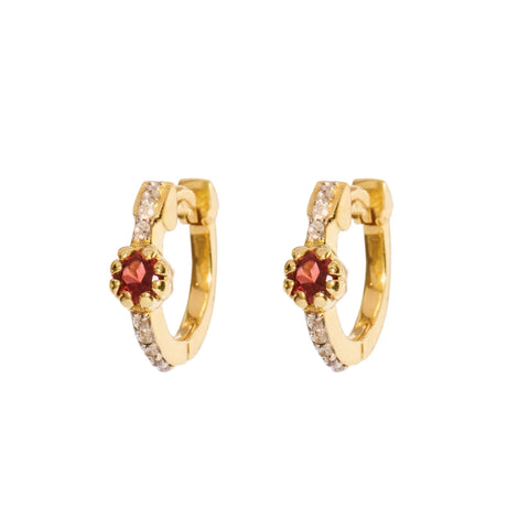 Mini Créoles Rive D'or Serties Zircon Grenat