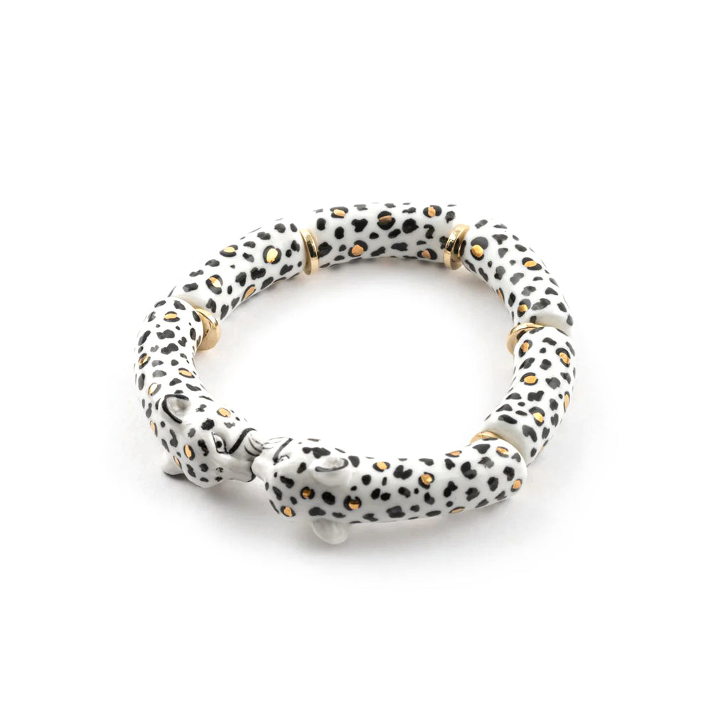 Bracelet Perles Léopard Blanc