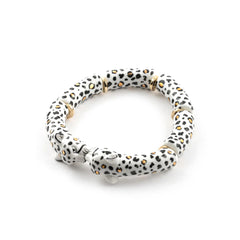 Bracelet Perles Léopard Blanc