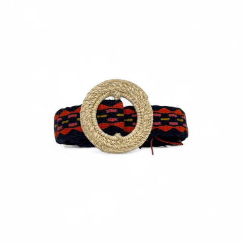 Ceinture Iraca Fine Rouge et bleu