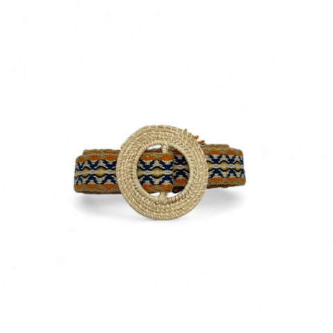 Ceinture Iraca Fine Bleu et Orange
