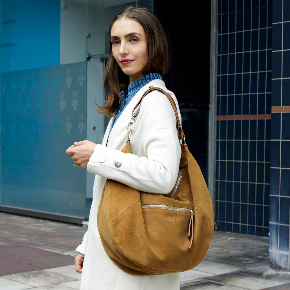 Sac Besace Maya Croûte velours Camel