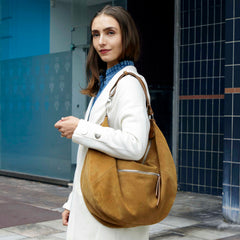 Sac Besace Maya Croûte velours Camel