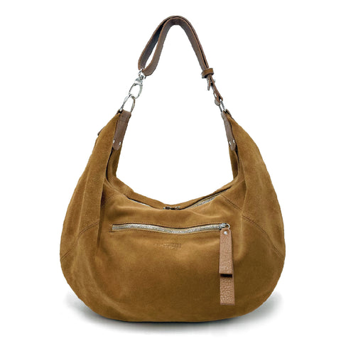 Sac Besace Maya Croûte velours Camel