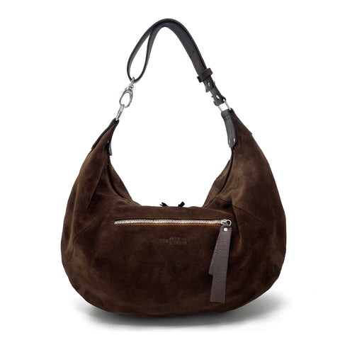 Sac Besace Maya Croûte velours Choco