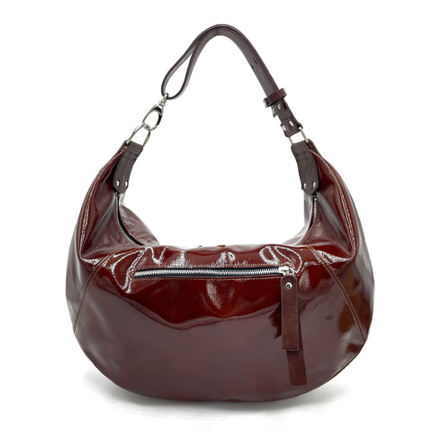 Sac Besace Maya Cuir Verni Cognac