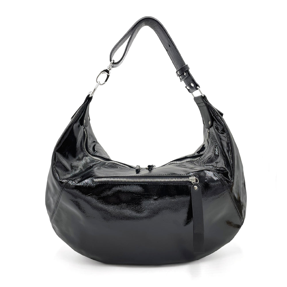 Sac Besace Maya Cuir Vernis Noir