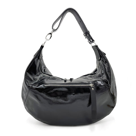 Sac Besace Maya Cuir Verni Noir