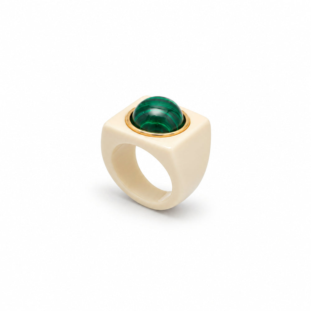 Bague Joy Ivoire et Malachite