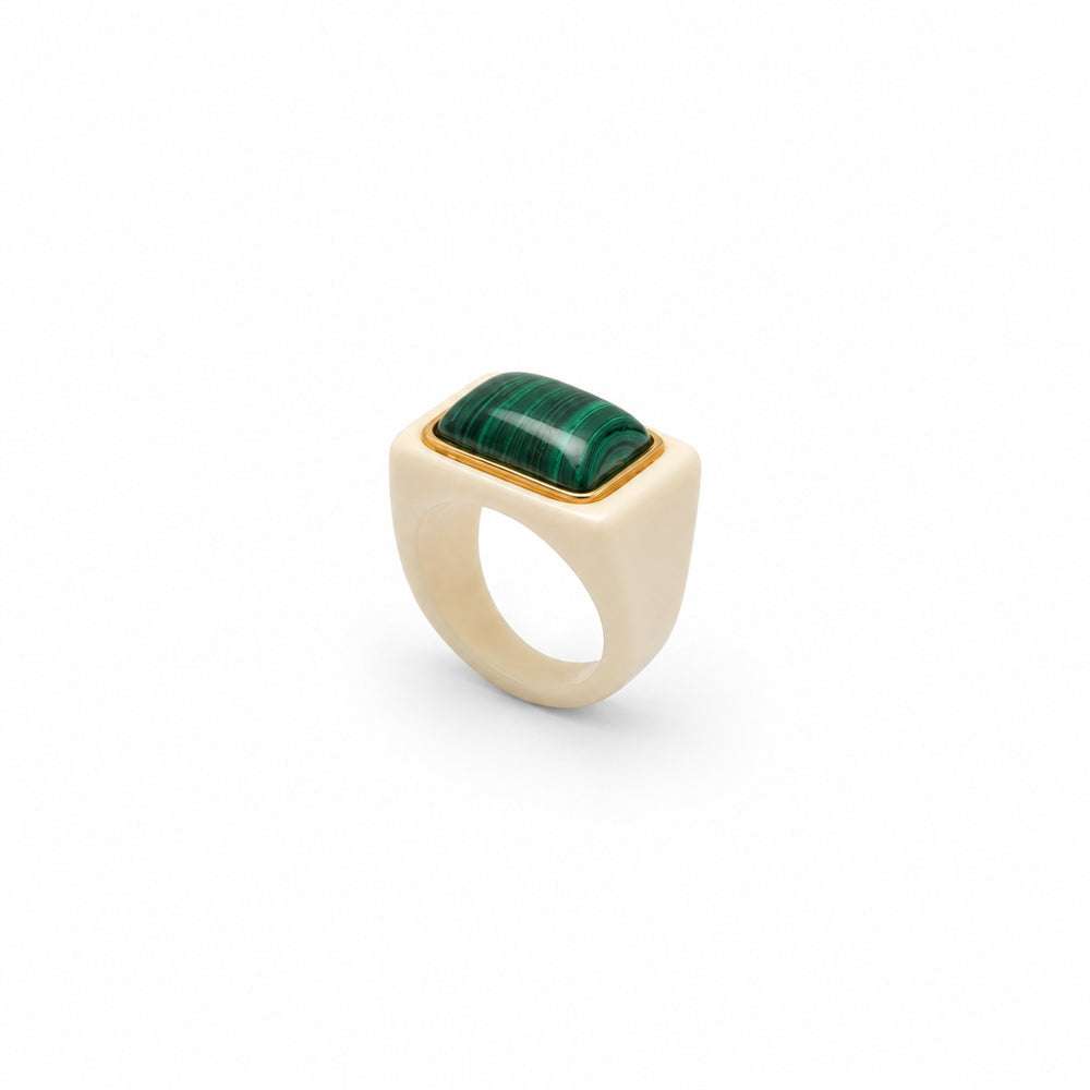 Bague Léa Ivoire et Malachite