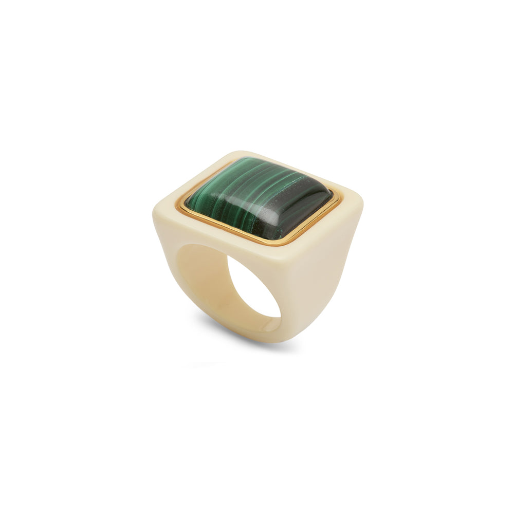 Bague Alaïa Ivoire et Malachite