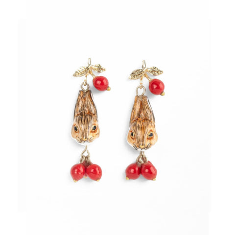 Boucles Pendantes Lapin & Baies