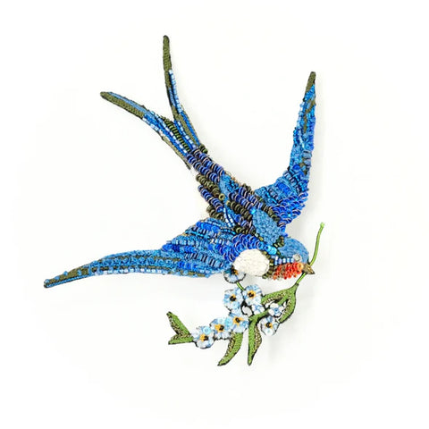 Broche Grande Hirondelle Bleue