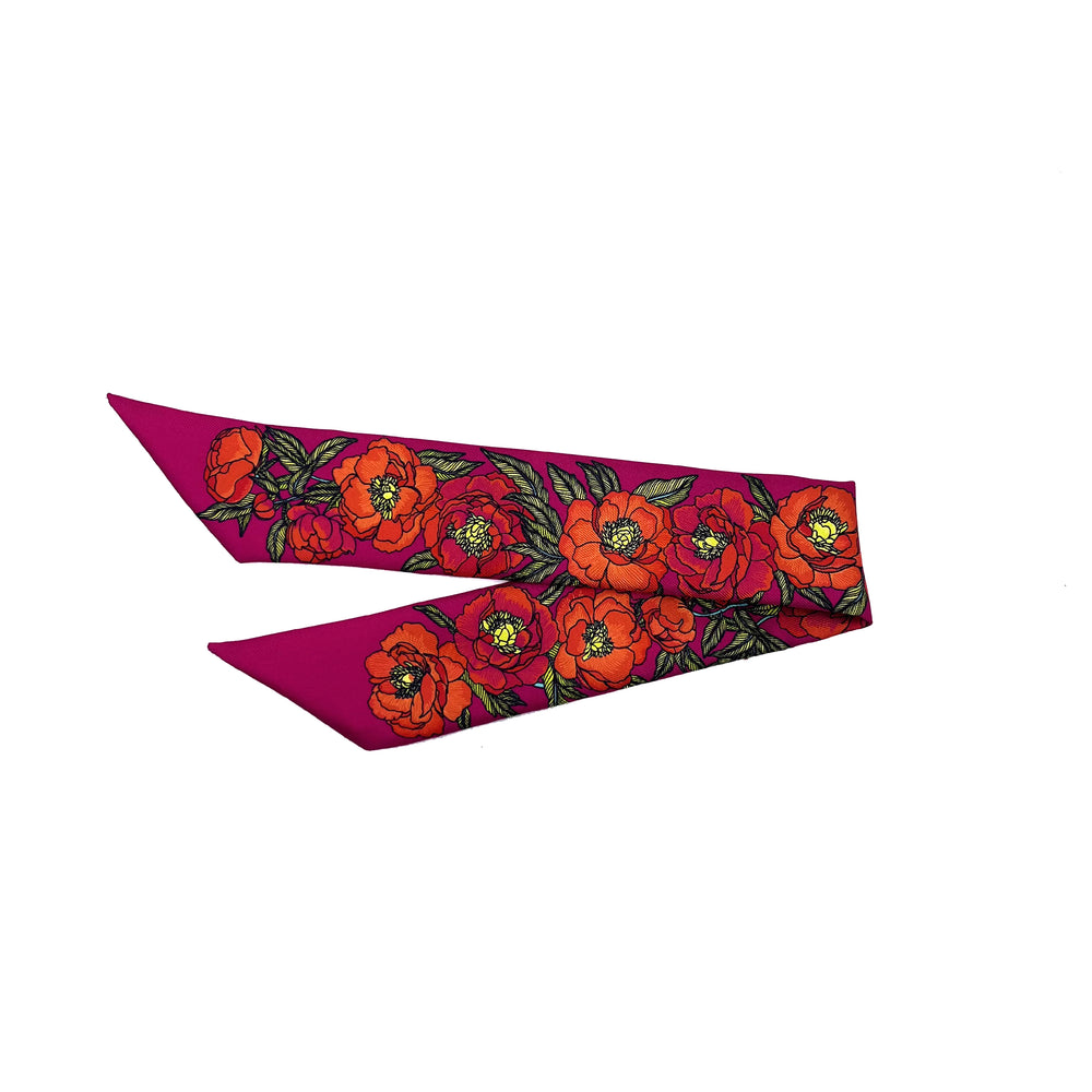 Bracelet en soie 4cm Pivoine, flashy