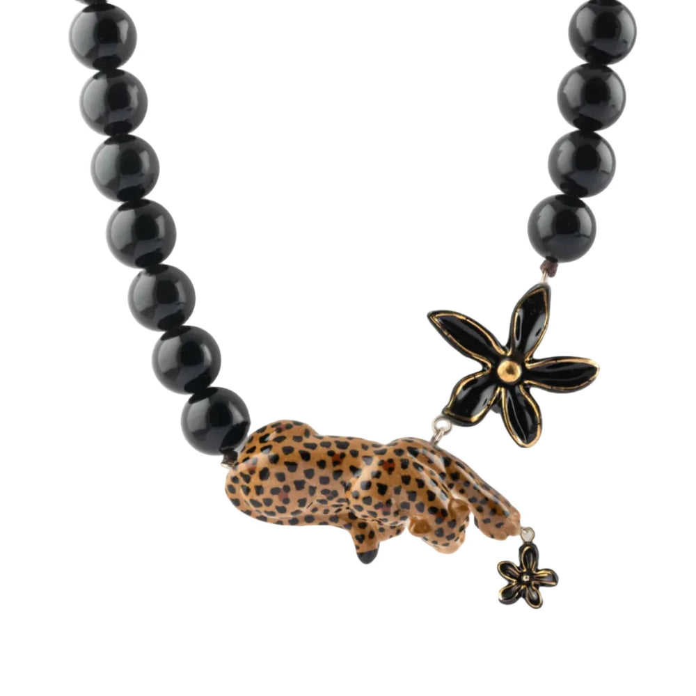 Collier Léopard et Fleur