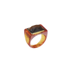 Bague Léa Ambre et Œil de Tigre