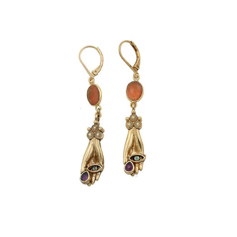 Boucles Sacha Main Goutte Cornaline & Améthyste