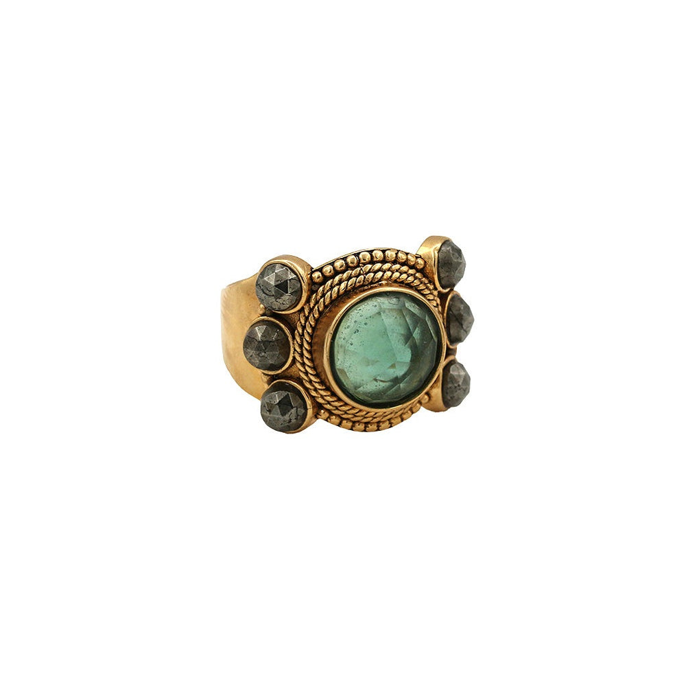 Bague Jasmine New Tourmaline Bleue / Pyrite