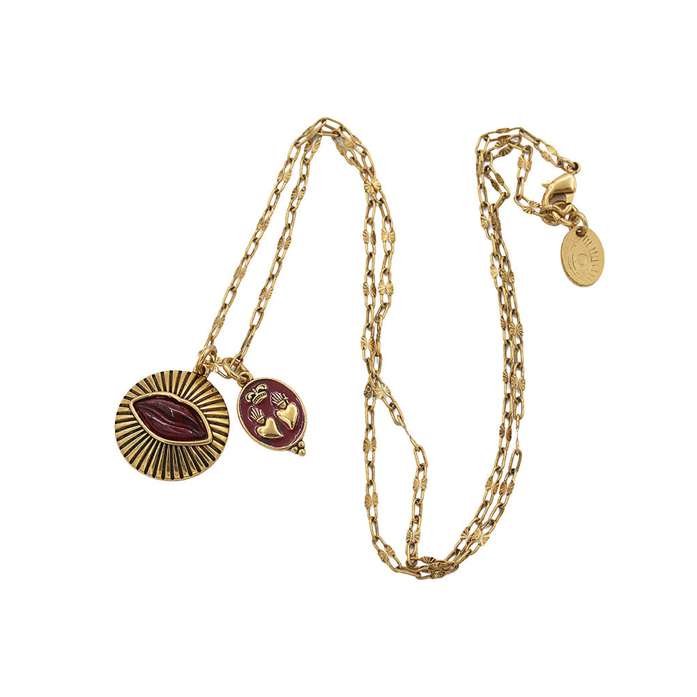 Collier Bisous Grenat