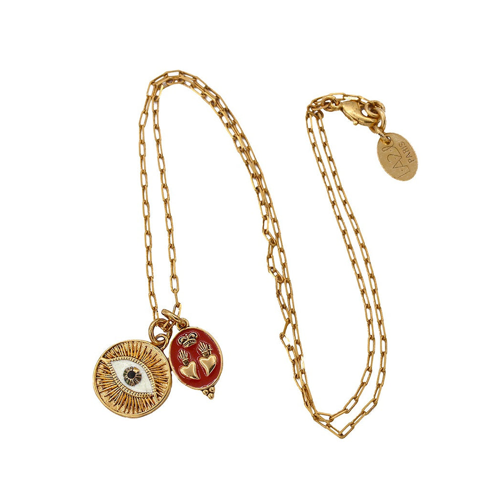 Collier Sacha Œil Double Cœur Renard