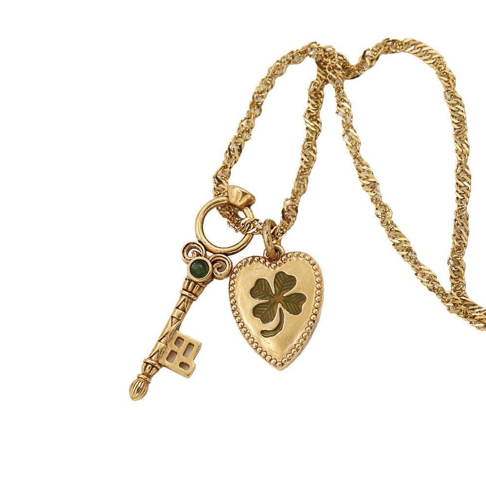 Collier Sacha Cœur Clé Kaki