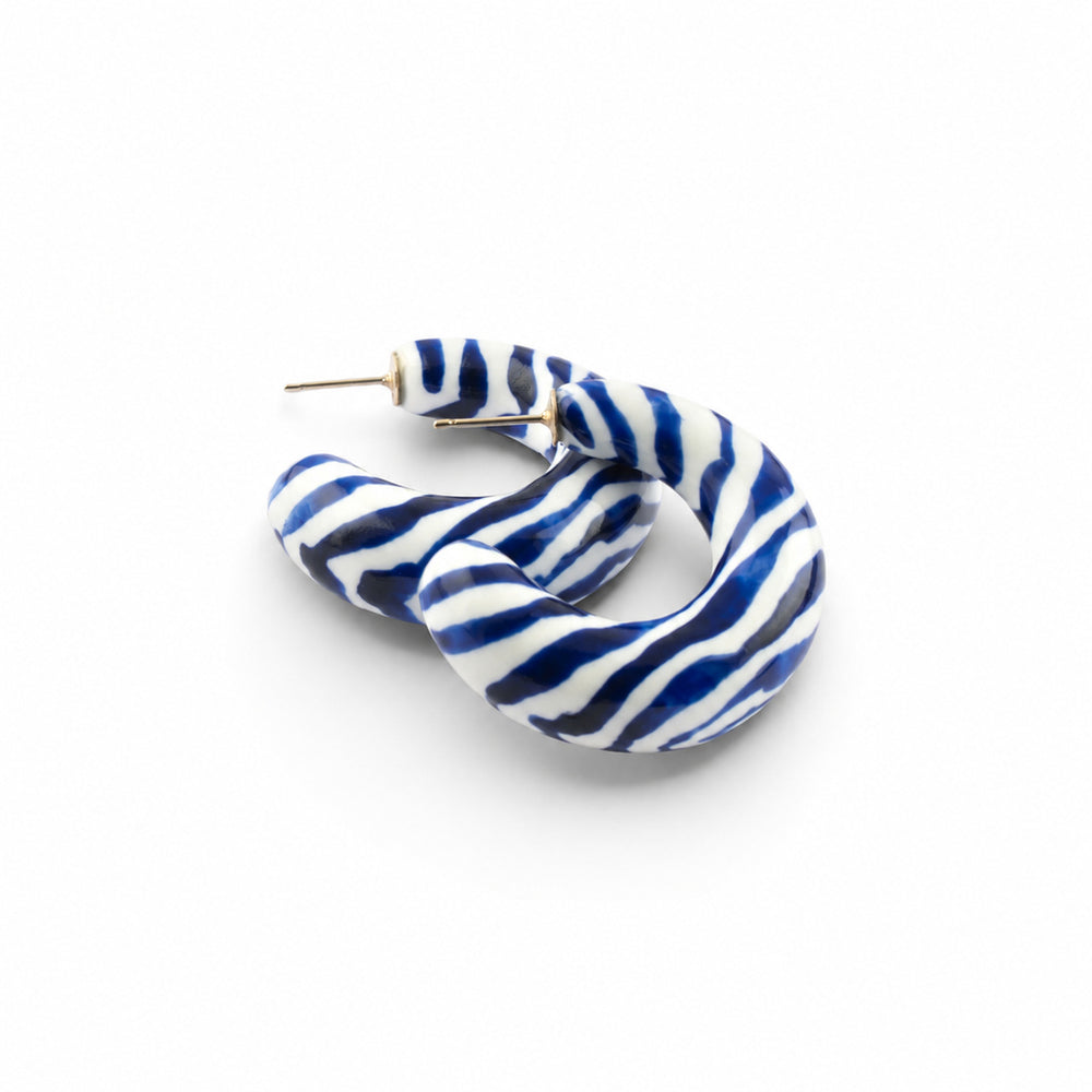 Maxi boucles d’oreilles zèbre bleu