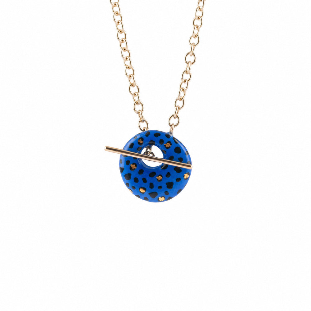 Collier cosmic léopard bleu